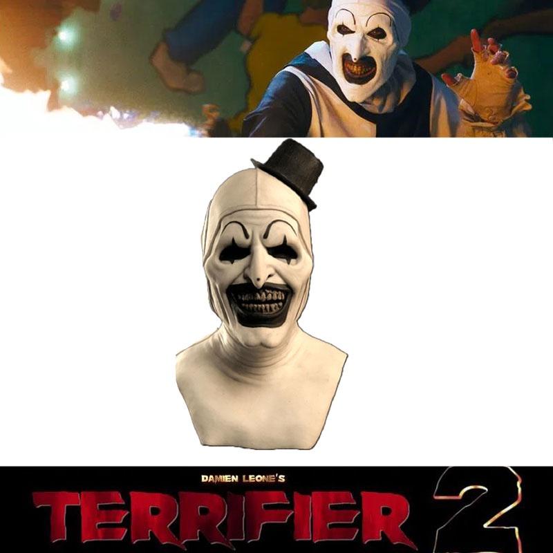 Gruselige Halloween-Clownmaske Kopfschmuck für Cosplay und Partys Schreckliches weißes Latex