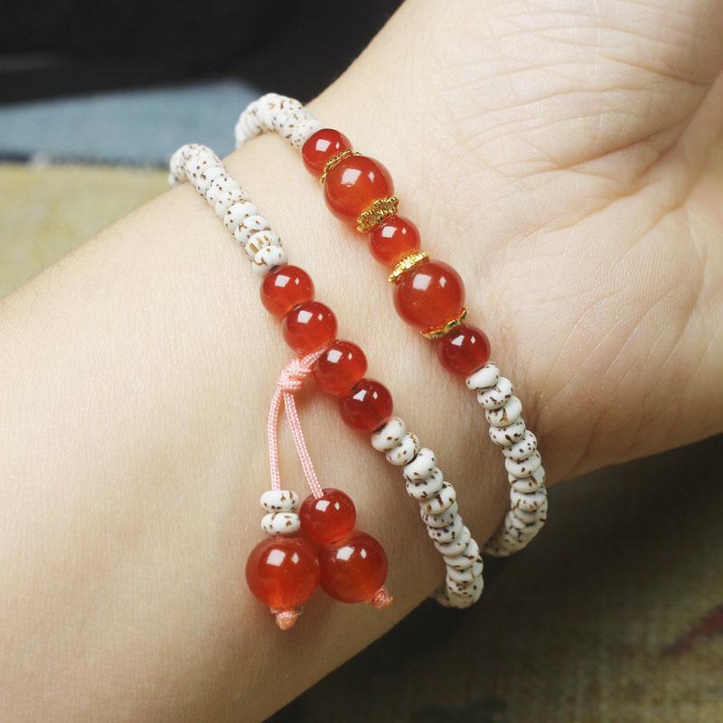 Moon Star Bodhi Seed Double Loop Bracelet, Chinese Style Beaded Jewelry for Women, Simple Fashion Wrist Ornament