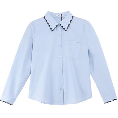 Betu Women's Contrasting Collar Long-Sleeve Shirt