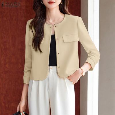 Damen Lässige Rundhals Einfarbige Langarm Strickjacke Bluse