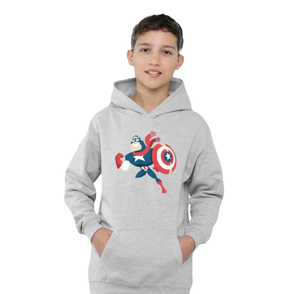 Captain America Childrens/Kids Holiday Outfit Heather Pull Over Hoodie
