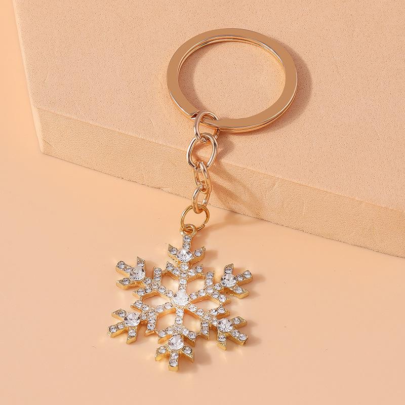 Christmas Snowflake Rhinestone Alloy Keychain & Phone Lanyard Backpack Pendant