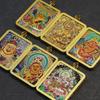 Yellow Jambhala Mahakala Thangka Pendant - Hand-painted Tibetan Gau with Eight Guardian Wealth Deities.