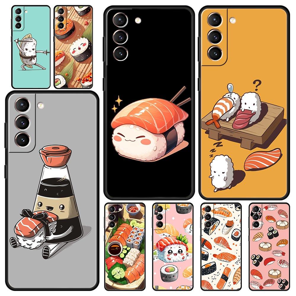 Süße Cartoon Sushi Handyhülle Für Samsung Galaxy S25 Edge S24 S23 S22 S21 Ultra S20 FE 5G S10 S10E S9 Plus Weiche TPU Hülle