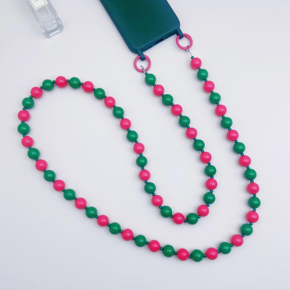 INS Colored Candy Acrylic Beads Fashion Anti-lost Hand Carry Diagonal Span Mobile Phone Chain