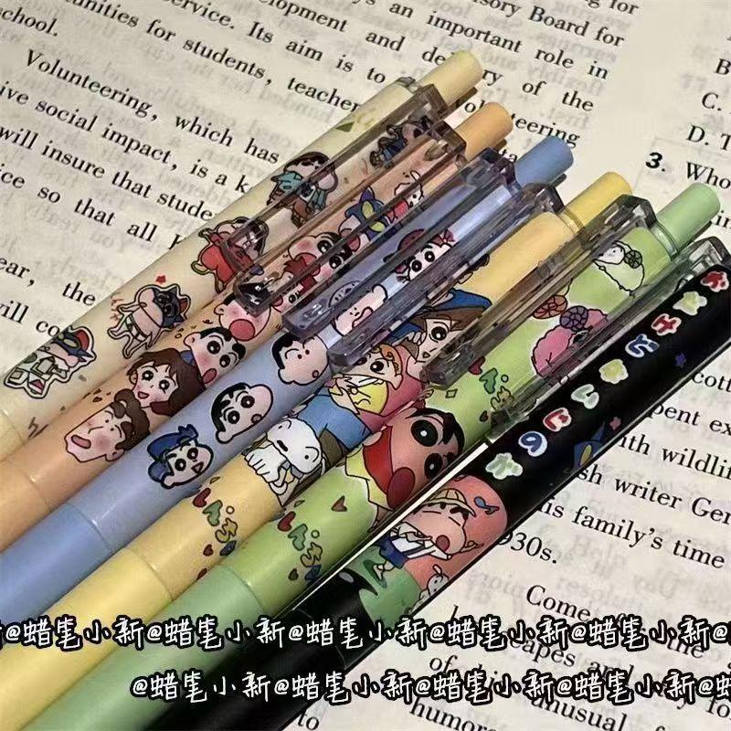 4/6pcs Crayon Shin Stationery Set Gifts Neutral Pen Notebook Student Birthday Gift chan Entertaining Play Safe Kid Friendly Fun