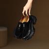 Coarse Heel Muffin Thick-soled Sheepskin Single Shoes Women's 2025 Spring Splicing Waterproof Table Round Head Ultra-light Casual Loafers