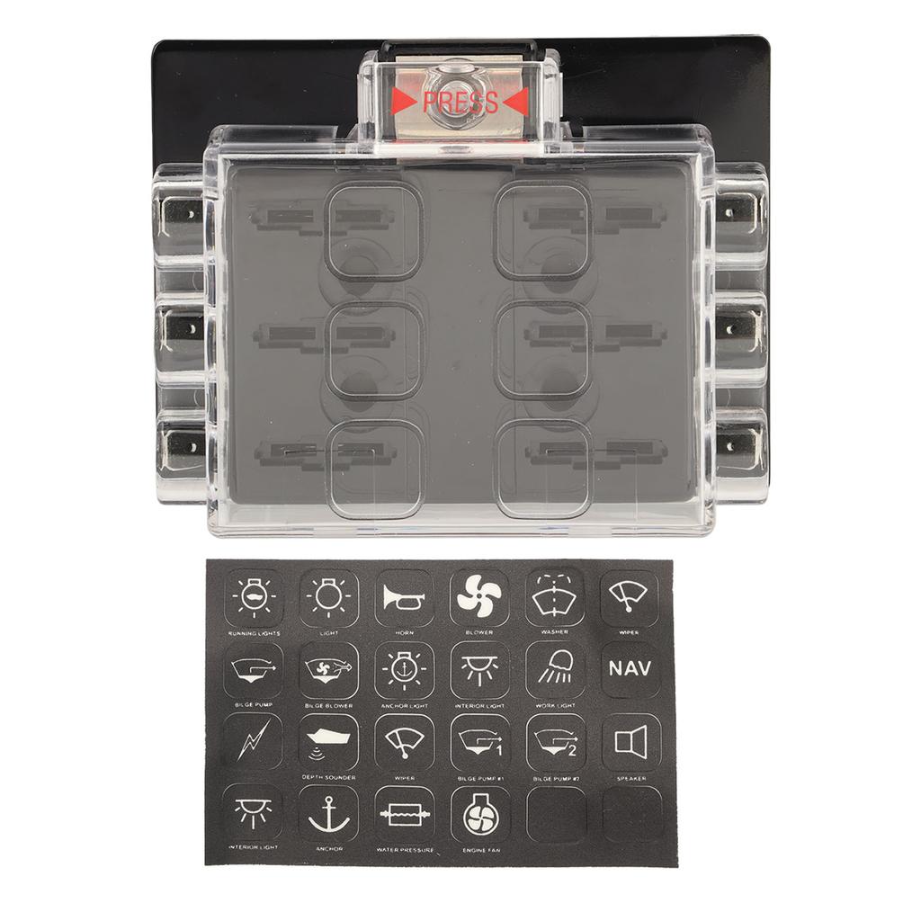 Fuse Block Blade Fuse Box ATC ATO for Boat Marine Vehicle Auto RV Car Traile 12 to 36VDC 6 Way