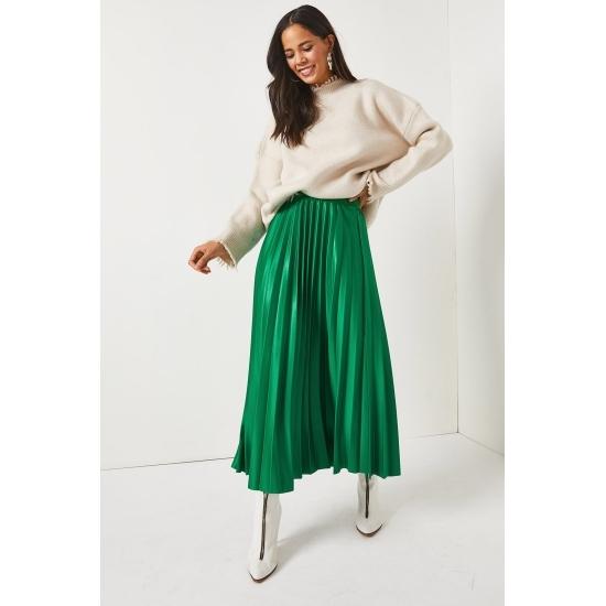 Jupe femme aspect cuir taille élastique plissée jupe cloche