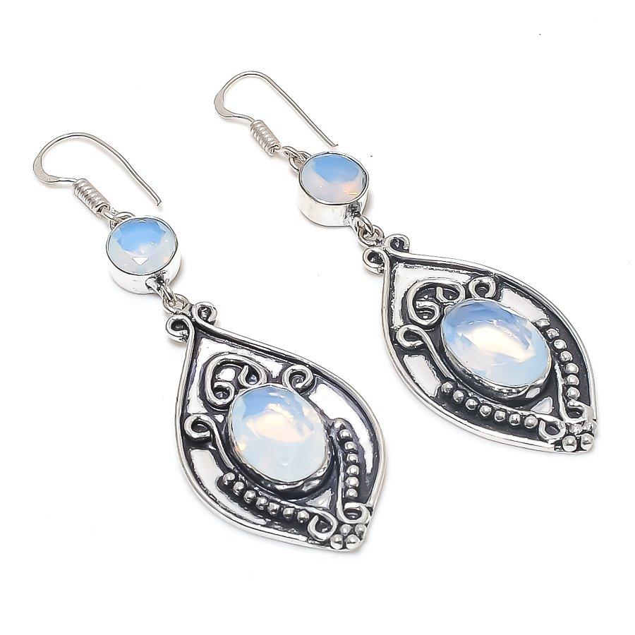 

Milky Opal Gemstone 925 Sterling Silver Earring 2.76