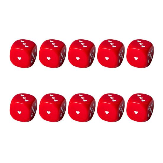 10Pcs 25MM Love Heart Acrylic Dice Rounded Corner Six-Sided Large Dice Game Night Drinking Board Game Dice Prop Casino Equipment