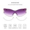 Lunettes de soleil sans monture Y2K pour femmes et hommes, tendance des années 2000, enveloppantes, Punk, une pièce, surdimensionnées, à la mode