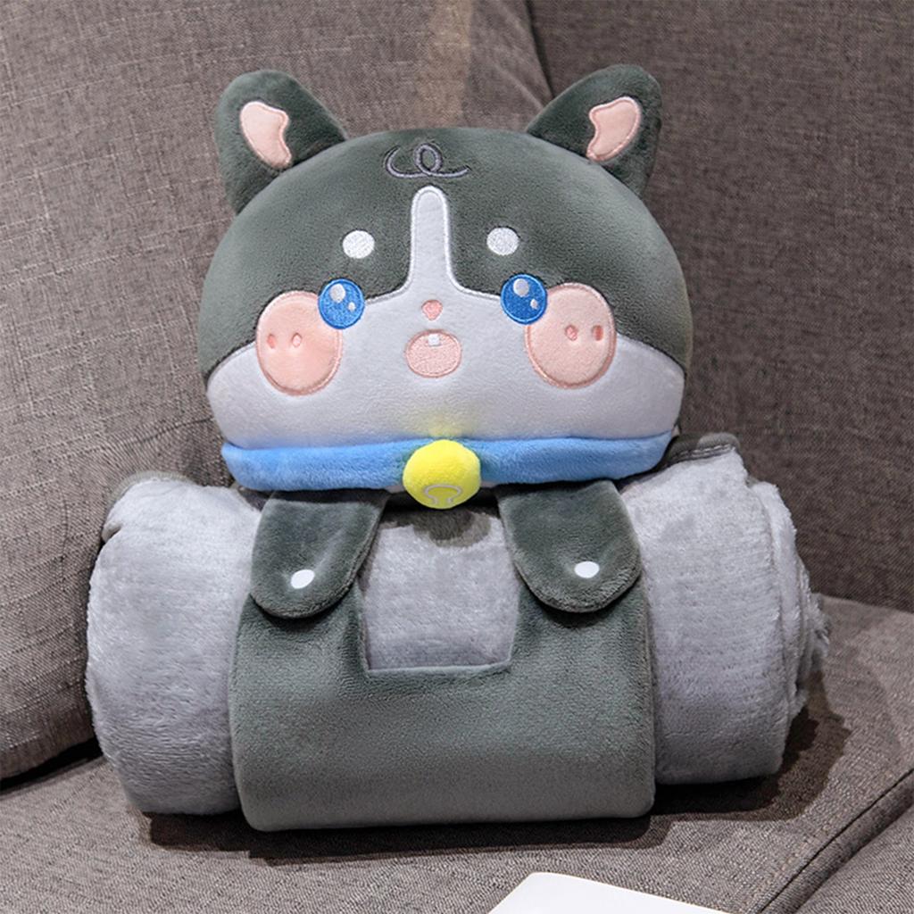 Plush Doll Air Conditioning Blanket Double-Use Pillow Soft Throw Blanket Naping Cushions Blanket Folding Gifts
