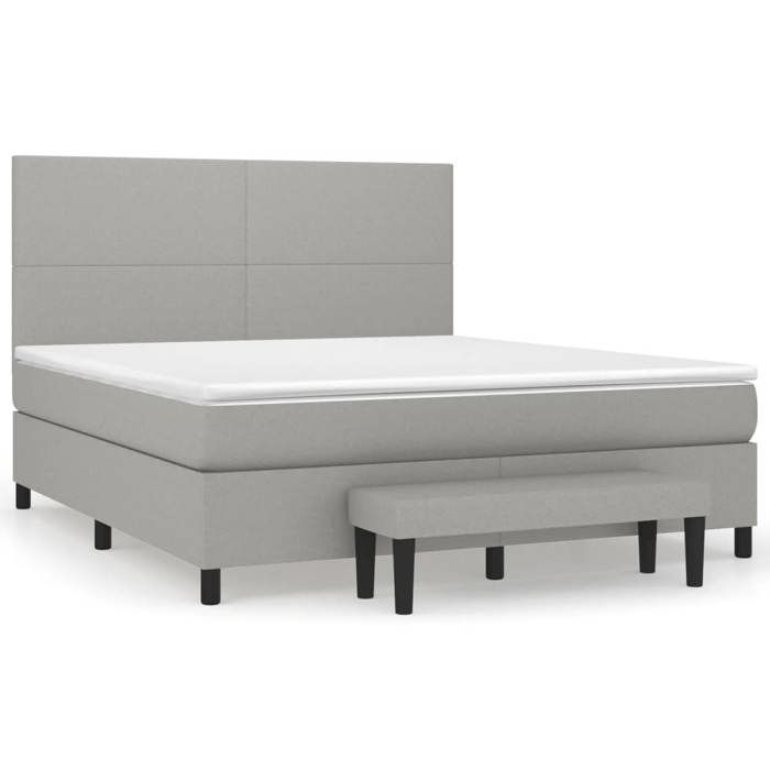 Maison Exclusive - Sommier à lattes de lit avec matelas Gris clair 160x200cm Tissu
