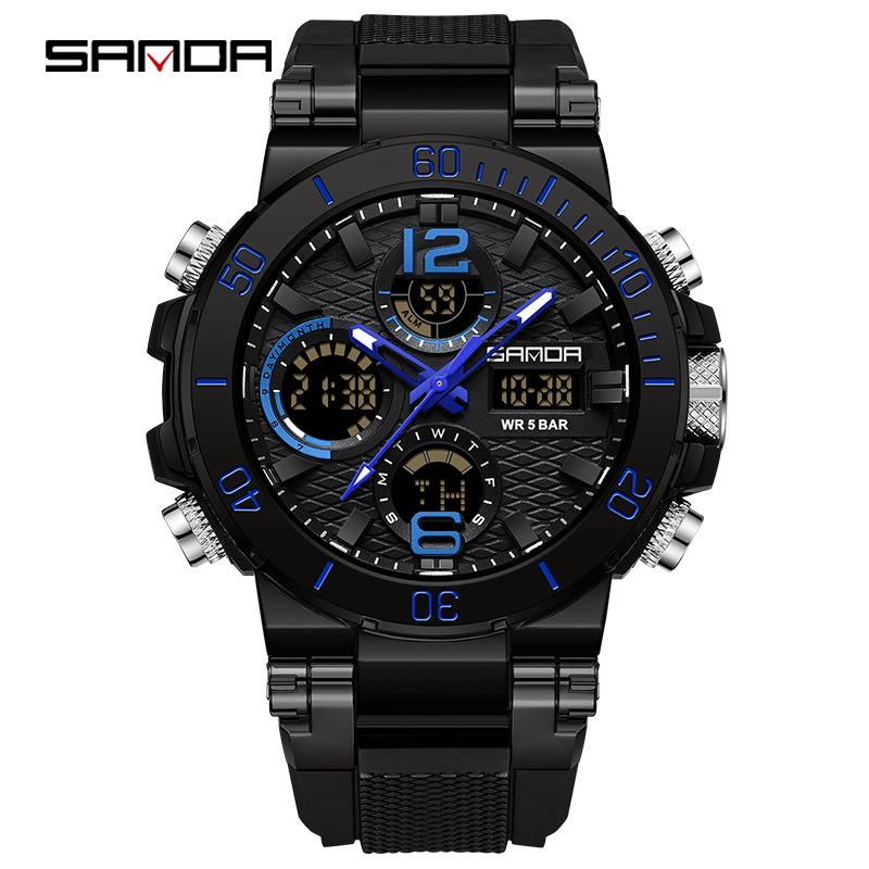 SANDA Men's Waterproof Sporty Digital Watch - Trendy, Cool, and Multifunctional for Teenagers and Students