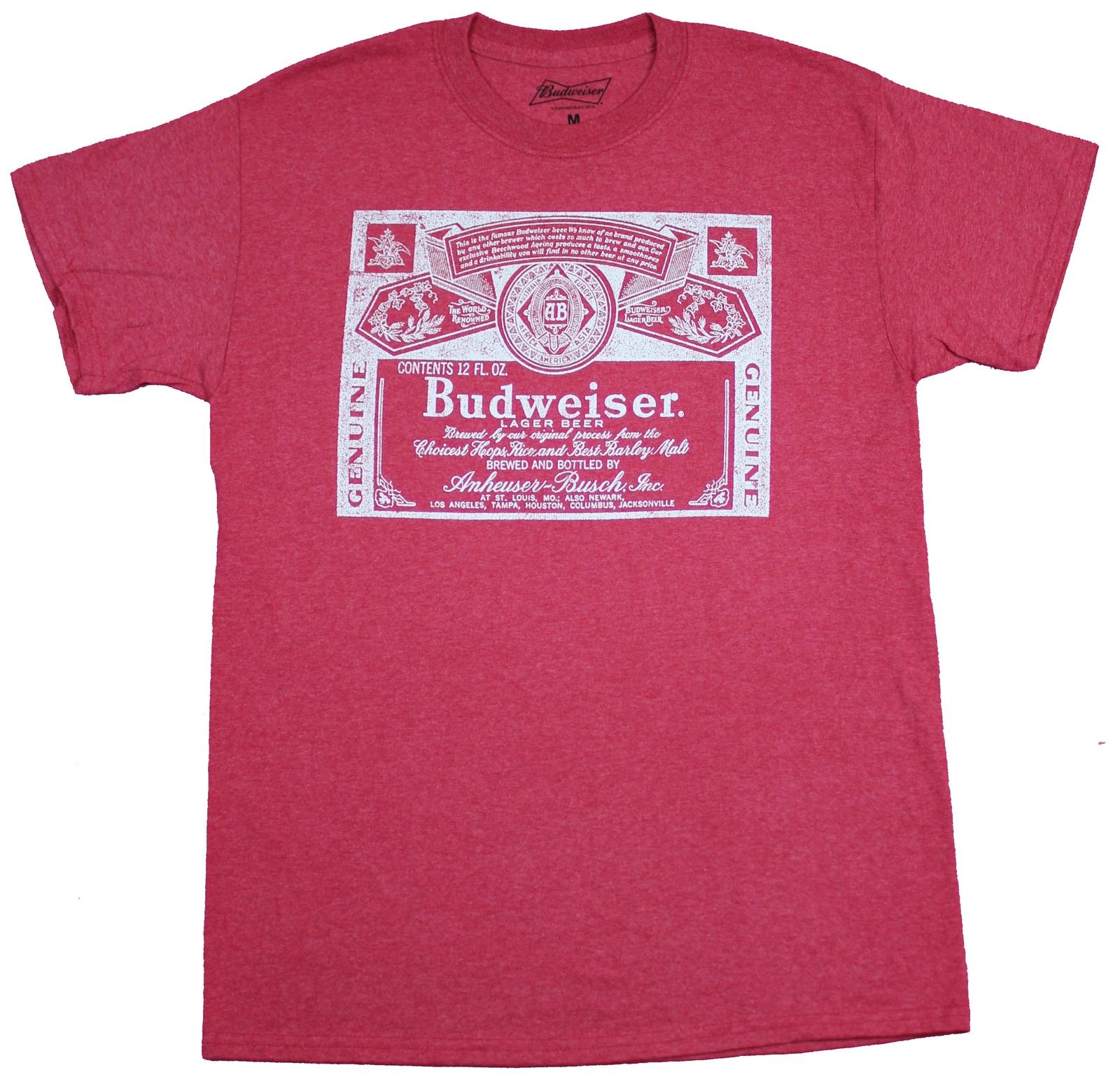 Budweiser Adult New T-Shirt - Classic Simple White Print Bottle Label S