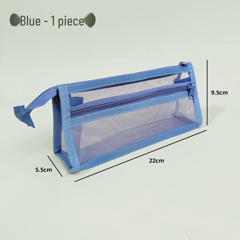Transparent Double-Layer Mesh Pencil Case - Large Capacity Stationery Bag for Students