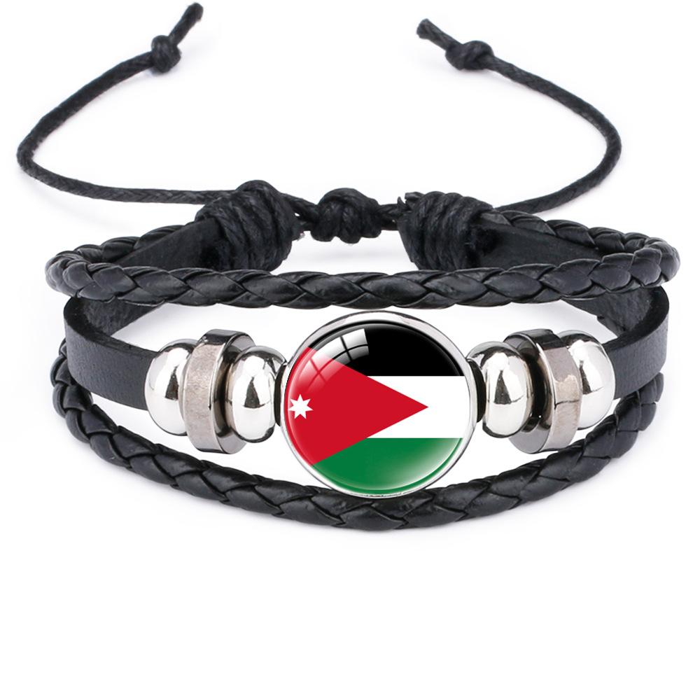 World Cup Leather Bracelet National Flag Soccer Match Souvenir  Adjustable Cowhide Woven Bracelet for Men Women,Sports  Fan Accessories