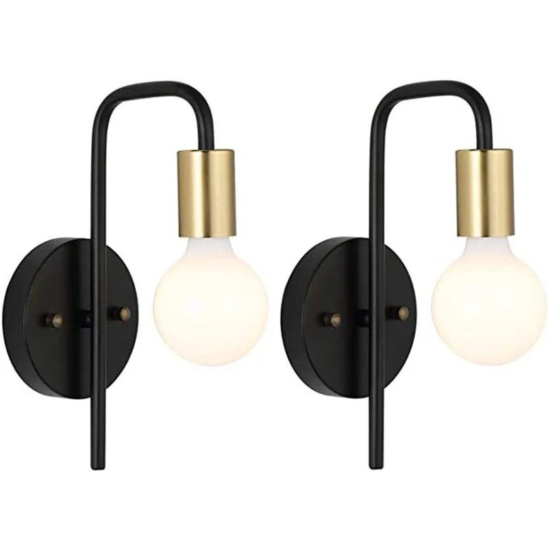 Luminárias de Parede Retrô Douradas Pretas de Metal Luz de Parede Vintage para Cabeceira Lado Espelho Decoração de Parede Moderna Interna Luminária de Montagem em Superfície