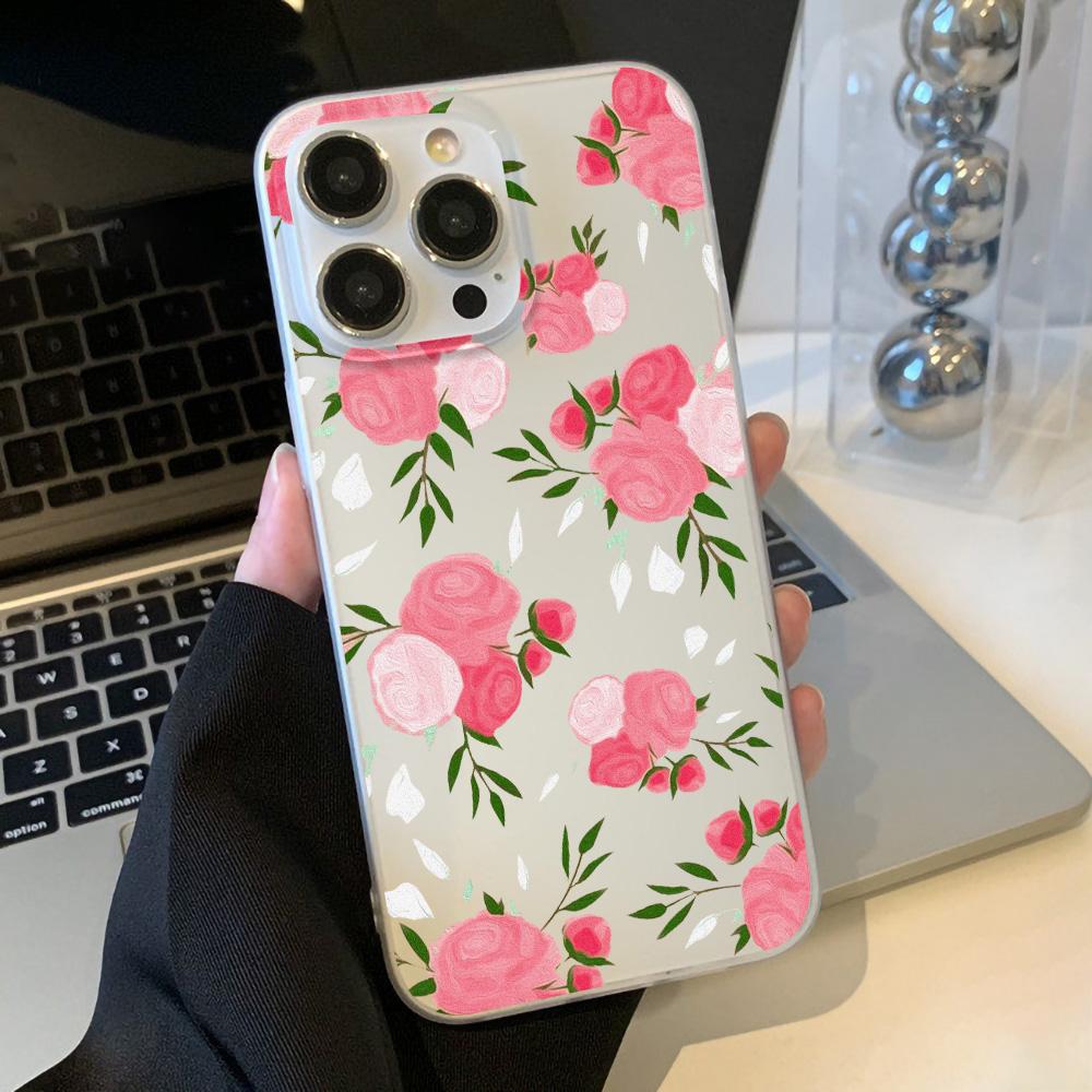 Handyhüllen für iPhone 11 13 15 Pro Max 12 14 Pro Max Hülle iPhone 16 15 Plus 13 Pro 12 Frosted Texture Painted Cartoon Flowers