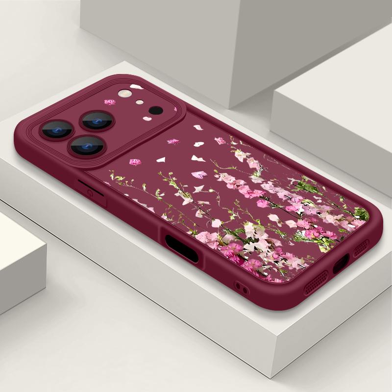 Floral Pattern Case For iPhone 17 Pro Max Shockproof Soft Silicone Bumper Cover For iPhone 16 15 Pro Max 14 13 11 16E 17E