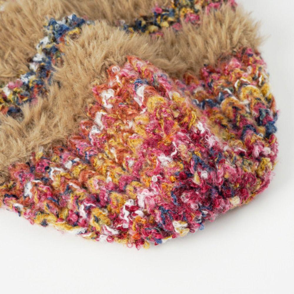 Korean Style Ear Protection Hat Soft Knitted Warm Hat Gifts Plush Pullover Hats  Outdoor