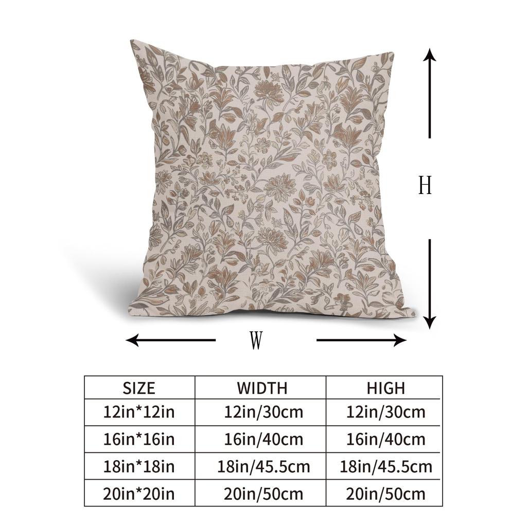 Retro embossed floral pillowcase 16x16 inches decorative pillowcase for living room sofa brown blue 2-piece set