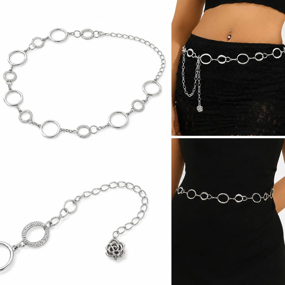 Runde Kettenglieder Taillenkette Verstellbare Kette Körperkette Geschenke Taillengürtel für Kleider