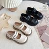Girls Mary Janes Black Party Wedding Shoes Back To School Leather Shoes with Double Heart Buckle Classic Soft Fashion Princess