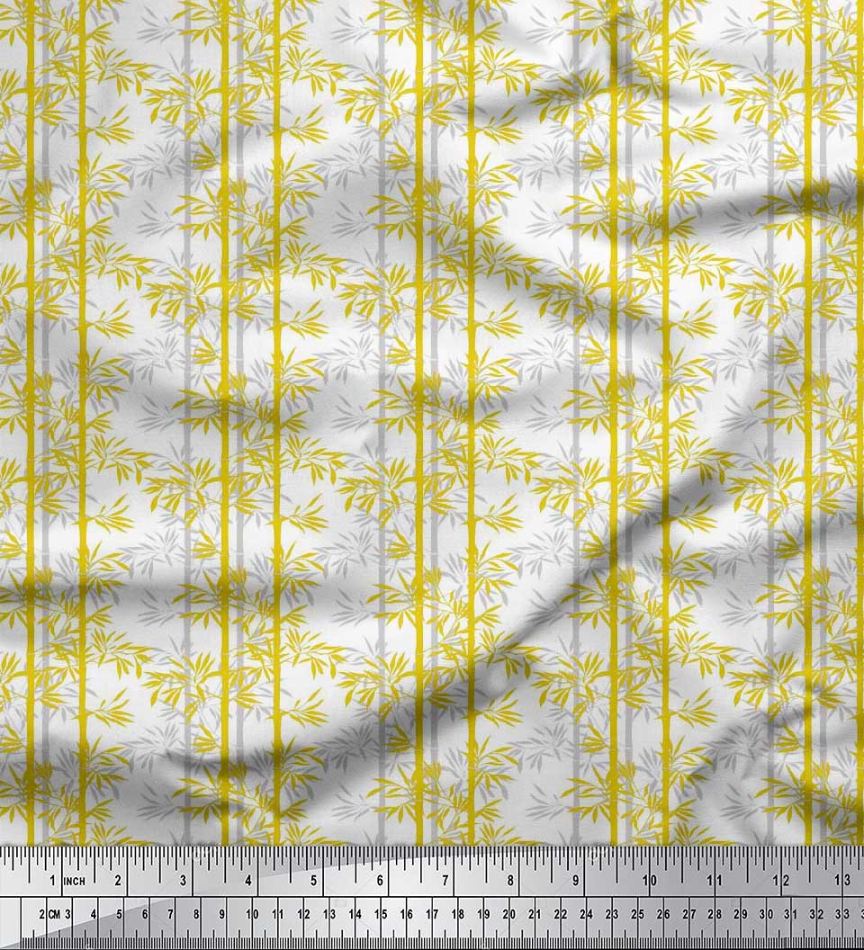 

Японська креп-атласна тканина Soimoi Бамбукове дерево з принтами на метри 42 дюйми 42 Inch Wide - Poly Crepe жовтий