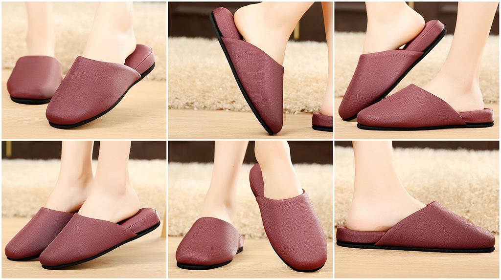 Wipe and Sodium Hypochlorite Vinyl Leather Slippers in 1 Pair or [MOONROOM] [Water OK] [Stain Resistant] [Alcohol Resistant] Fabric-Look (Available