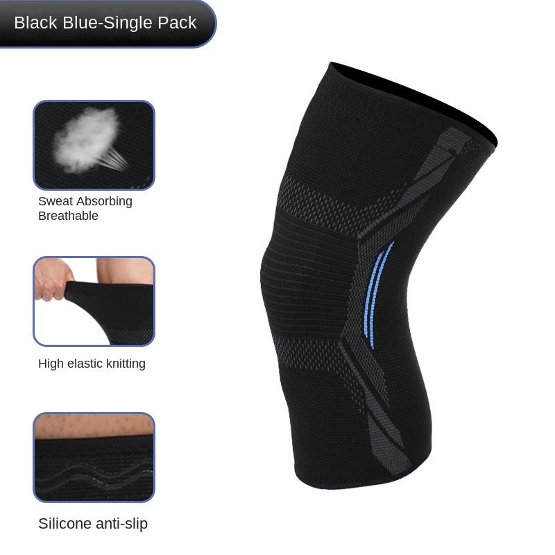 

Одиночный вязаный нейлоновый спортивный наколенник, защитное снаряжение для верховой езды, бег, баскетбол, скакалка, теплый наколенник, защита от холода, черный XL