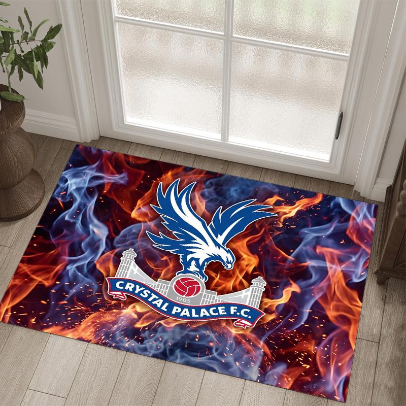 Crystal Palace Football Design Crystal Velvet Carpet Cozy Non?Slip Printed Rug For Bedroom Living Room Entrance