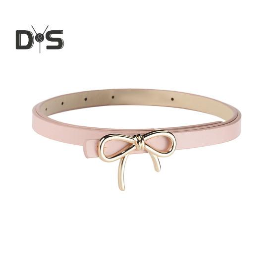 

Женский ремень, однотонный металлический бант, декорированный искусственным кожзаменителем, регулируемые отверстия, тонкий пояс розовый