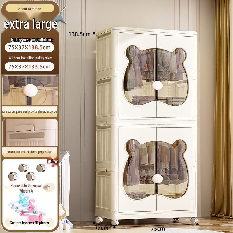 Infant Folding Plastic Storage Cabinet: Simple Children's Wardrobe