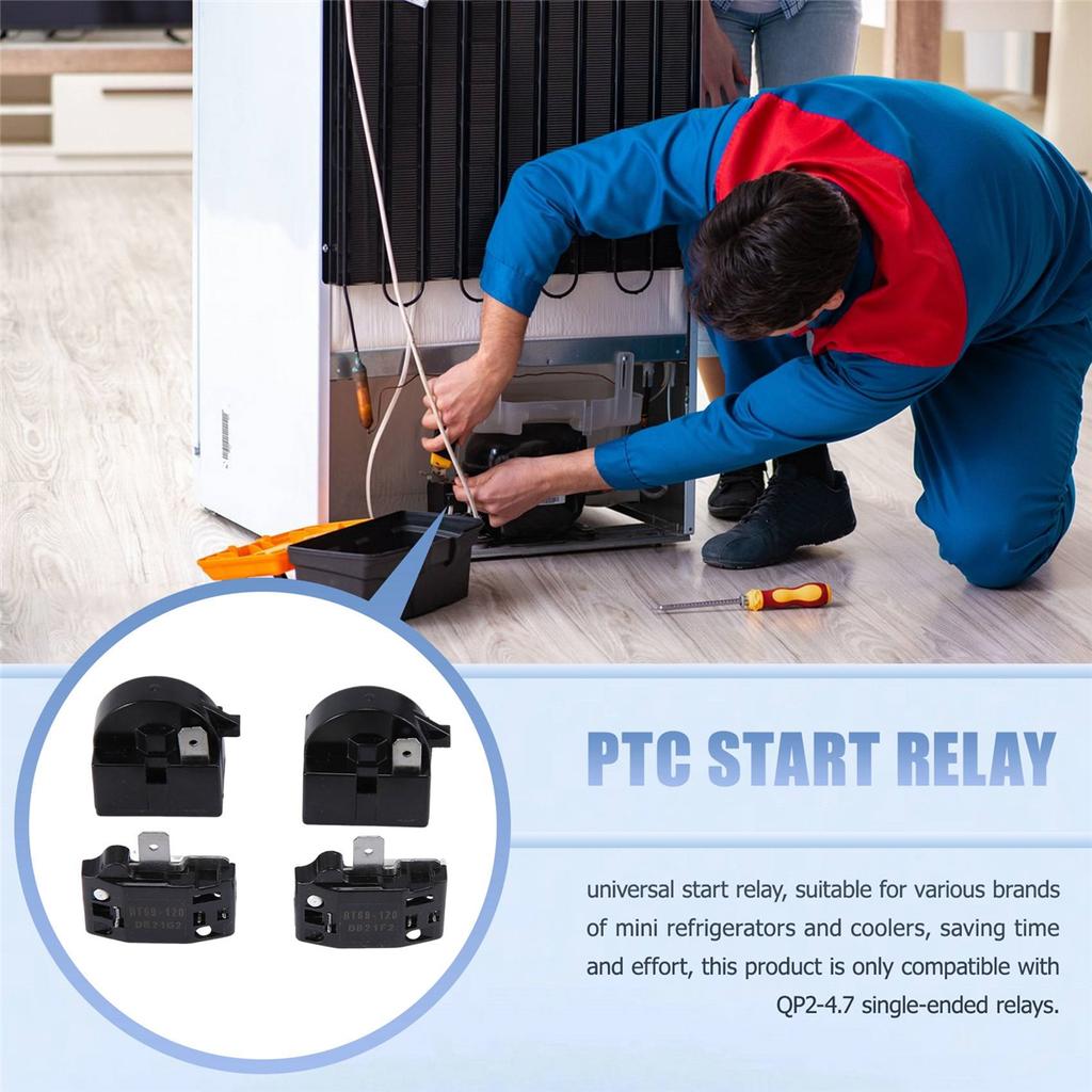 1 Pin QP2-4.7 PTC Starter Relay,1 Pin Refrigerator Starter Relay and 6750C-0005P Refrigerator Overload Protector
