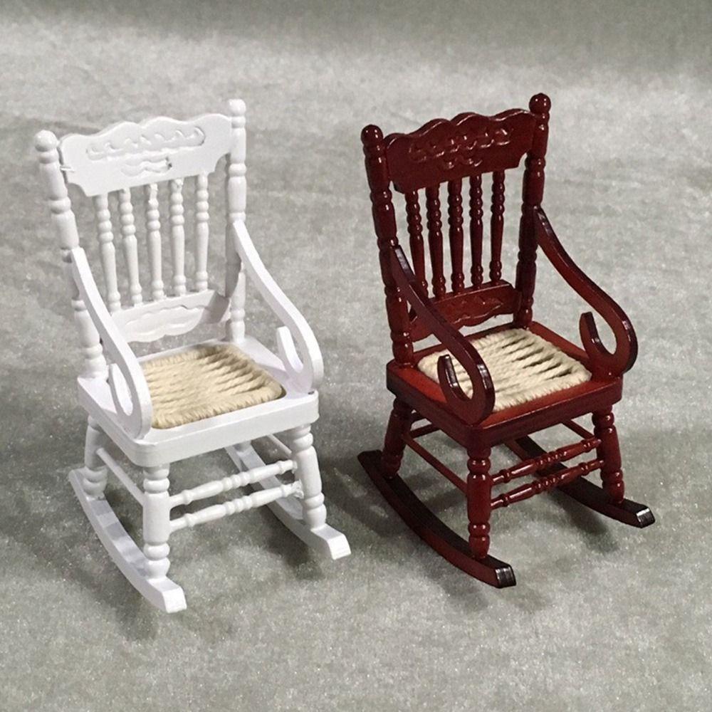 Wood Playing House Doll House Accessories Dollhouse Furniture Scene Model Miniature Rocking Chair
