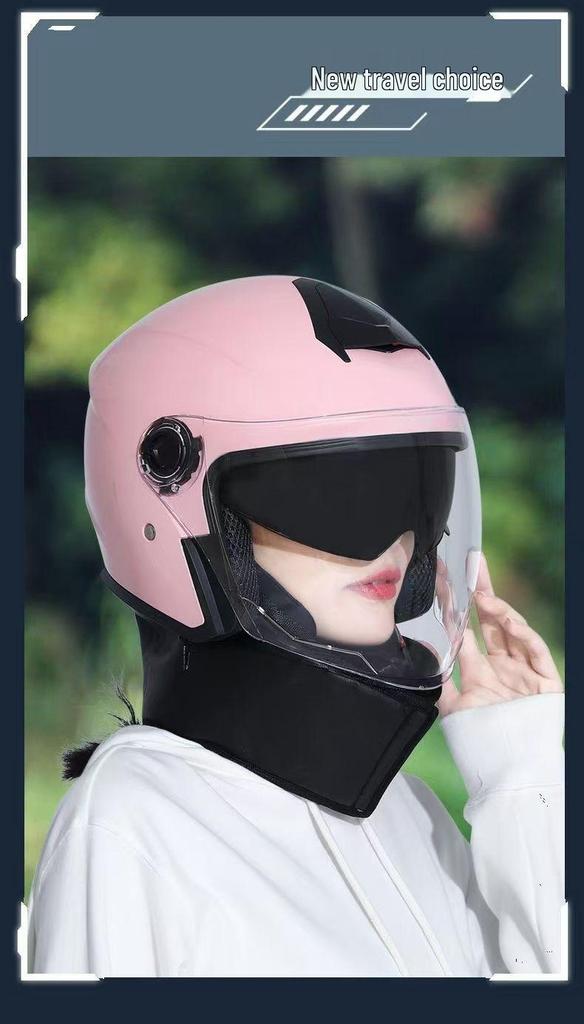 Certified Electric Vehicle Helmet with Cold Protection and Neck Gaiter – Unisex Half Helmet for Motorcycle Safety