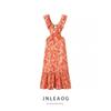 Jnleaog Autumn New Women's Clothing Fashion Style French Fashion All-Match Laminated Decoration Midi Skirt Dress
