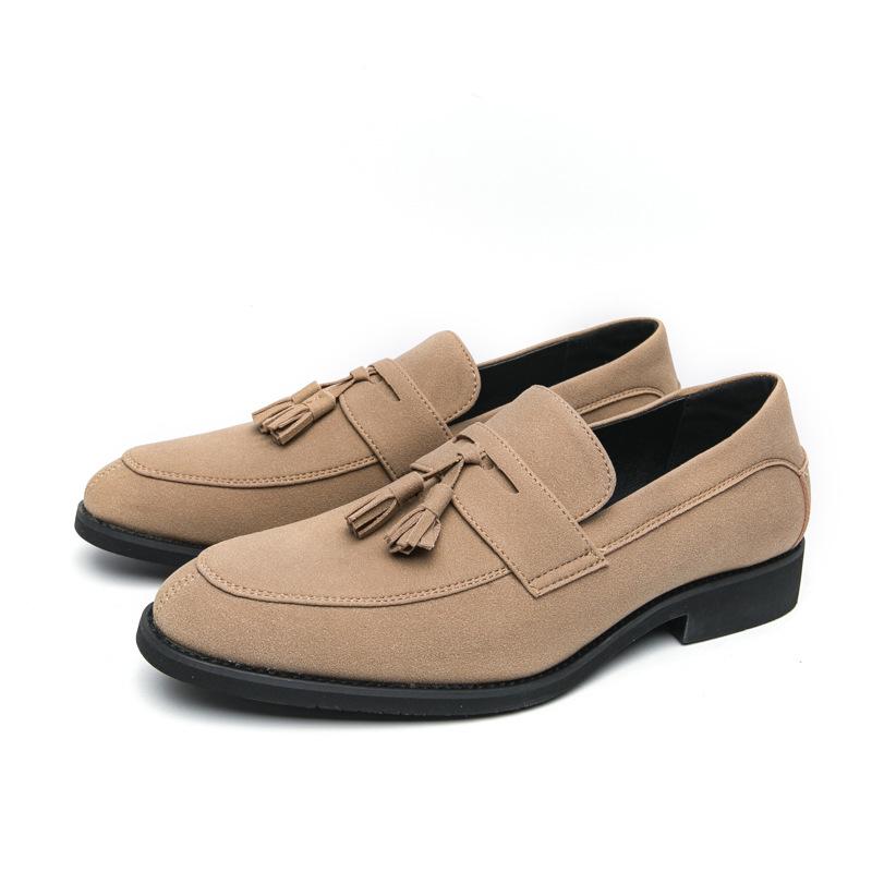 Men's Plus Size Matte Leather Tassel Loafers: Pointed Toe Business Casual Dress Shoes