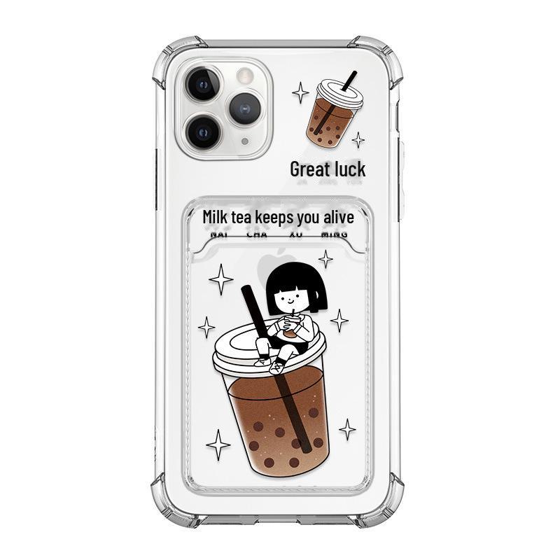 

Чехол-держатель для карточек Zhitai iPhone 15 Pro с мультяшным принтом: Подходит для iPhone 14/13 Pro Max iPhone X/XS