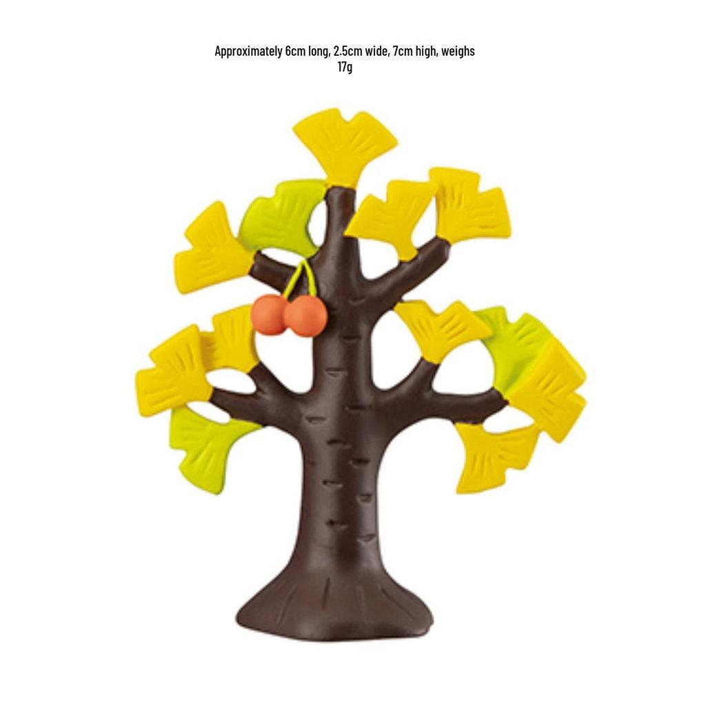ZAKKA Autumn Harvest Resin Cat Figurine with Persimmon Tree - Trendy INS Blind Box Ornament