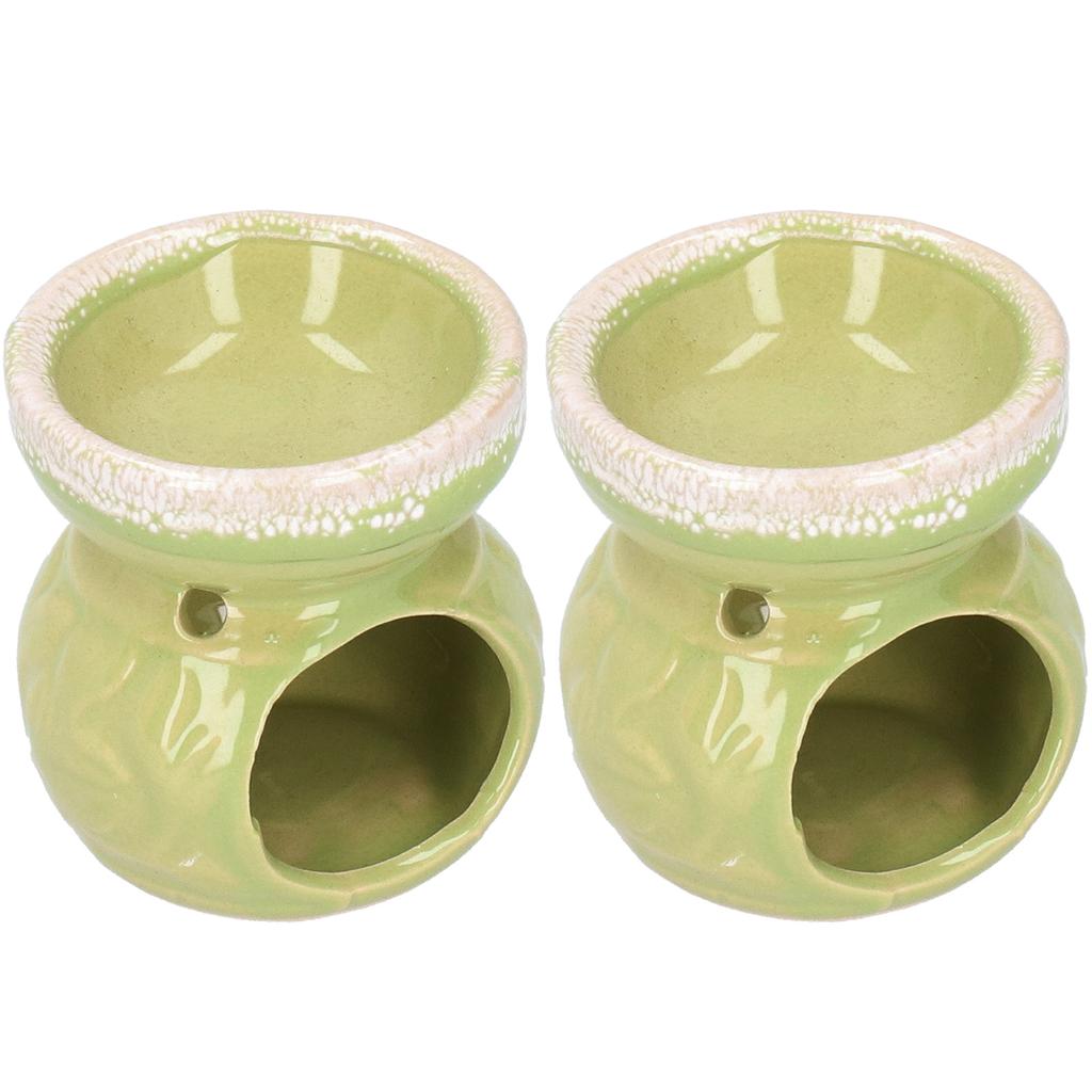 2pcs Essential Oil Burner Ceramic Incense Burner Decorative Aromatherapy Stove FurnaceGreen