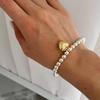 Gold And Silver Color Couple Bracelet Round Bead Women's Party Jewelry Smooth Love Pendant  Gift
