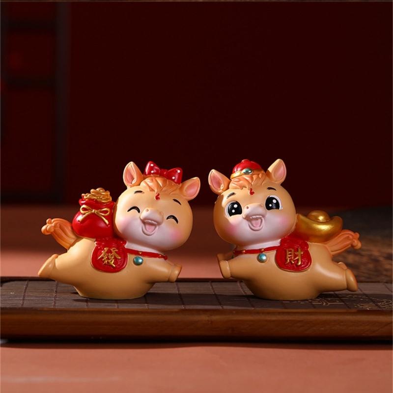 Artistic Resins Horse Miniature Statue Traditional Zodiacs Design Desktop Decoration Chinese New Year Holiday Gift