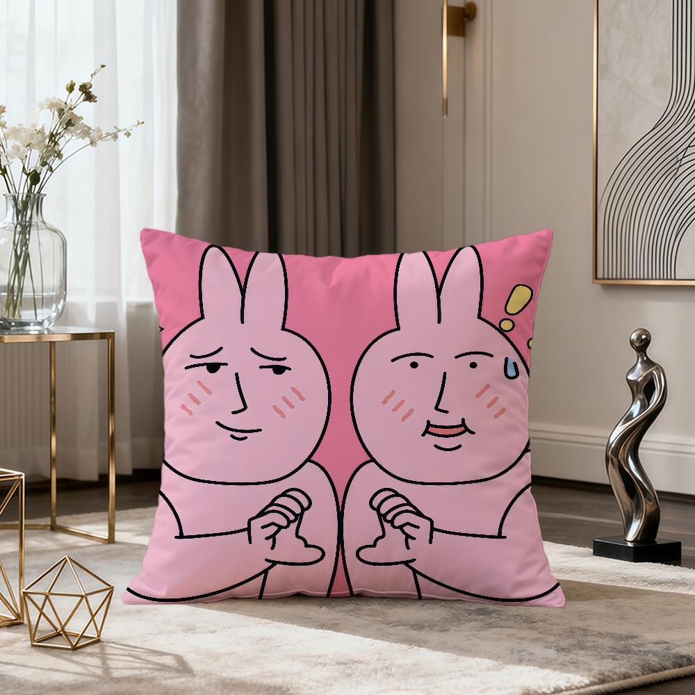 cartoon art funny pink bunny meme rabbit soft pillow cover for Sofa Home Living Room Decor Protective Covers hogar pillowcase