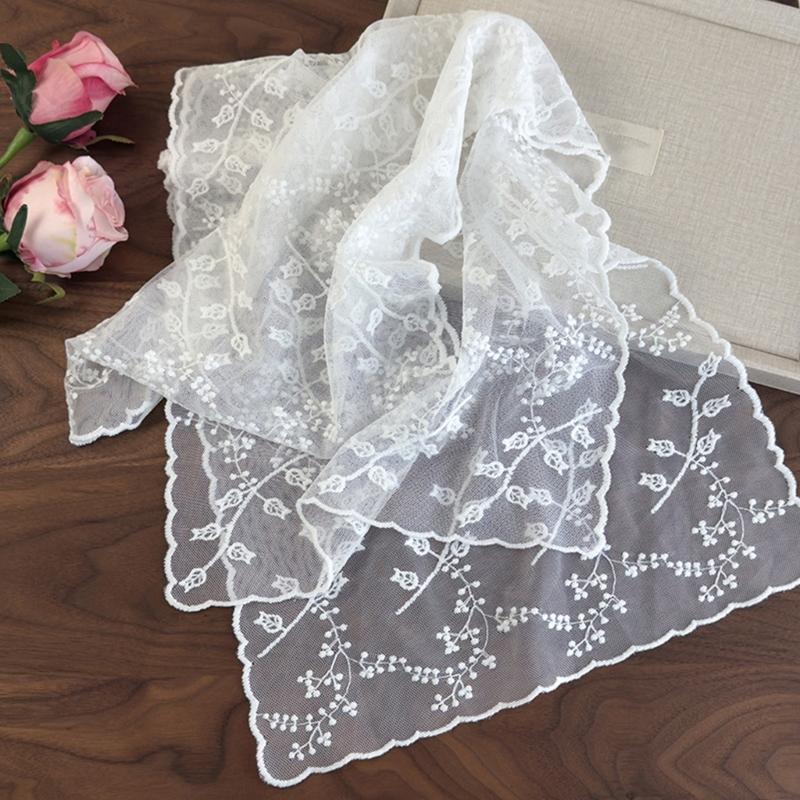 Elegant Lace Edge Scarf Comfortable Head Cover Strong Polyester For Spiritual Moment Or Travel