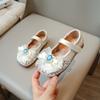 New Girls Mary Jane Shoes for Party Wedding Shows Rhinestones Bow Sequins Hook & Loop Children Fashion Leather Shoes 2024 Korean