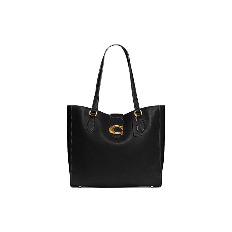 Coach Theo Tote 37 Leather Tote Shopping Bag Shoulder Bag Women tote Black CA114-B4BK Basic Set (Bag+Dust Bag)