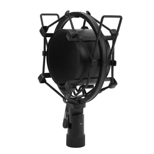 Aluminum Alloy Microphone Shock Mount Holder with Anti-Vibration Pad Inserts, Fits 55-65mm Microphones, Easy Installation in Studio Broadcast Recordin